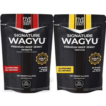 Five Star Wagyu Variety Beef Jerky, Soft & Mouth Melting Tender Jerky, Award-Winning Premium Beef Jerky, Premium Gift Snack, Nit