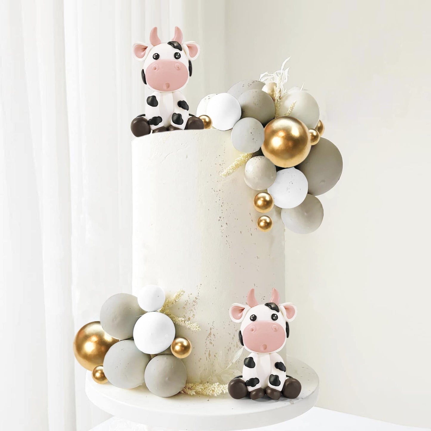 Cow Cake Topper Cute Baby Cow Cake Decorations Farm Cake Decorations Baby Shower Cow Themed Birthday Party Supplies For Girls Bo