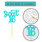24 Pcs Sweet 16 Blue Glitter Birthday Cupcake Toppers for 16th Birthday Celebrating Party Decorations (Blue)