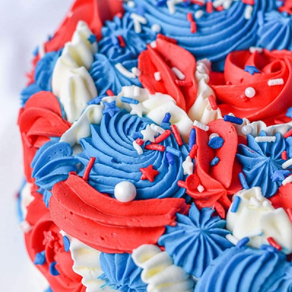 4Th Of July Sprinkles For Baking Cake, Cookie, Cupcake Decorating - 4Th Of July Cake Decorations In Red White Blue And Sprinkles With Jimmies, Nonpareils, Star Quin Patriotic Sprinkles For Cupcakes