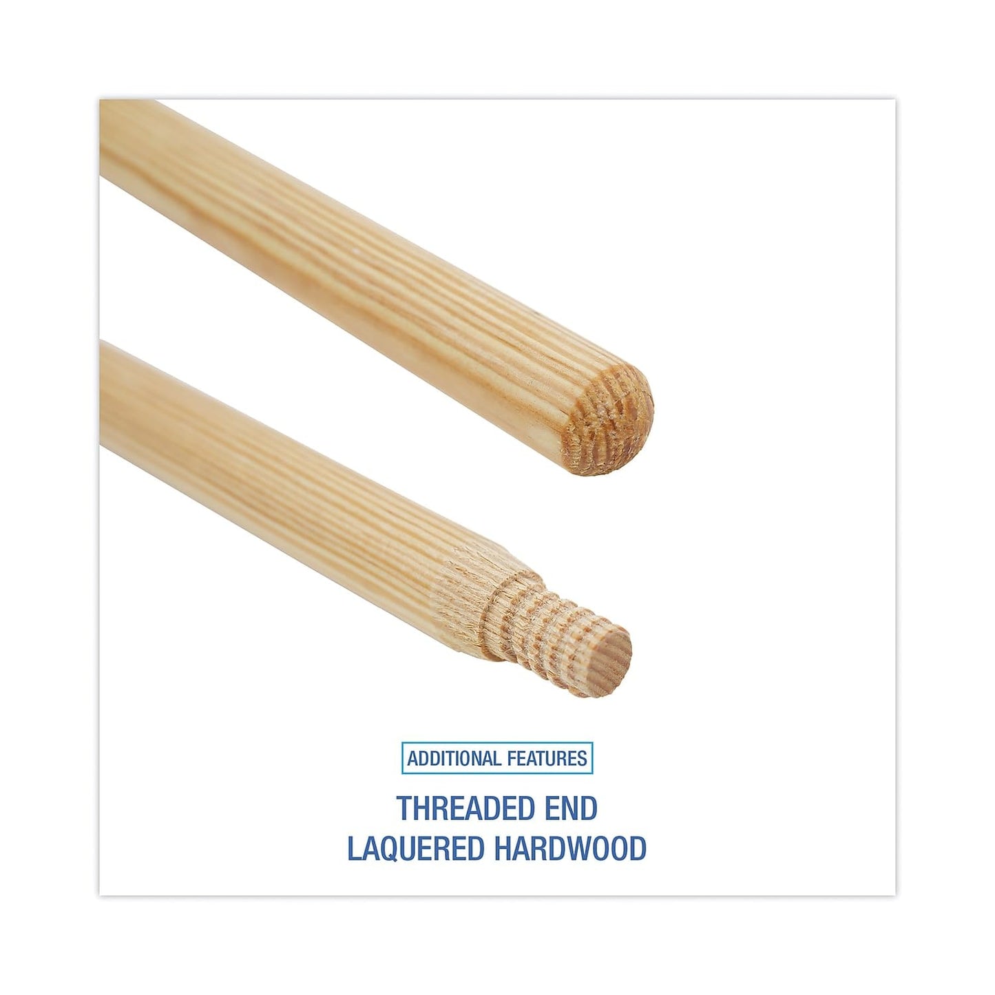 Boardwalk 137 Heavy-Duty Threaded End Lacquered Hardwood Broom Handle, 1 1/8-Inch Dia. X 60 Long