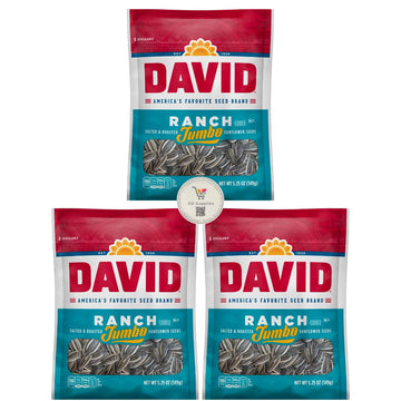 David'S Salted & Roasted Sunflower Seeds, (Pack Of 3) 5.25 Oz Bags (Jumbo Ranch)