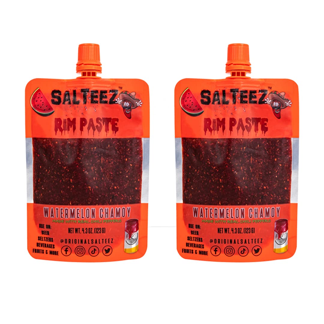 Salteez Rim Paste - Watermelon Chamoy Rim Paste for your Beers, Seltzers, Drinks, Snacks, and more! (2 Pack)
