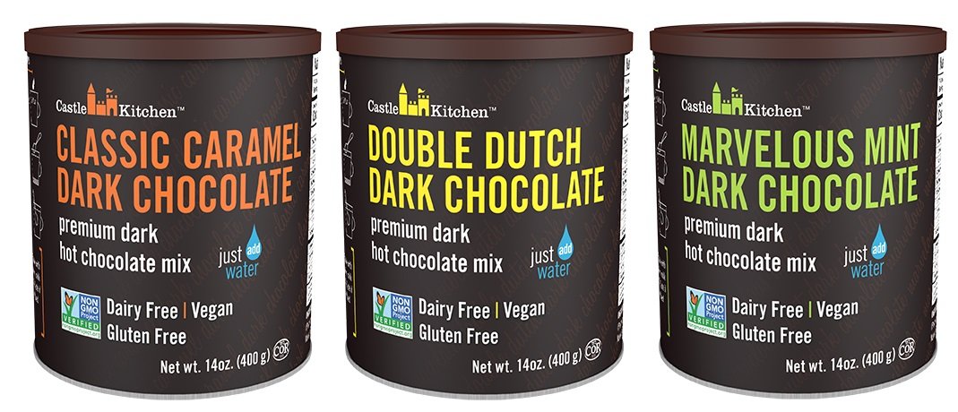 Castle Kitchen Natural Hot Chocolate Mix Variety Pack (42 Oz) - Dairy-Free, Vegan Complete Mixes - Just Add Water - Pack Of 3 (C
