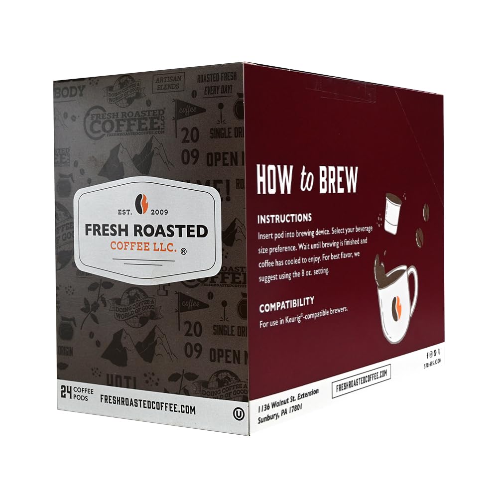 Fresh Roasted Coffee, Hawaiian Macadamia Nut, Flavored Coffee Pods, K-Cup Compatible, 24 Count