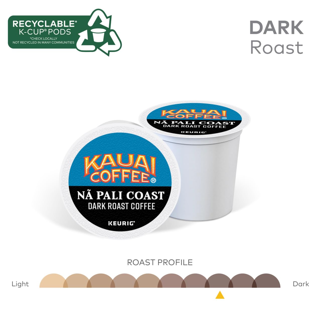 Kauai Coffee Na Pali Dark Roast K-Cup Pods, 10 Count (Pack of 3)