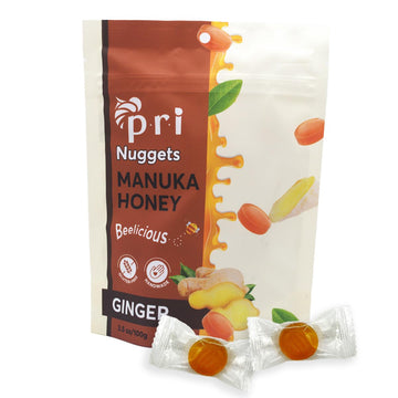 Pri Manuka Honey & Ginger Nuggets, Sweet And All Natural Hard Candy Treat, 3.5Oz
