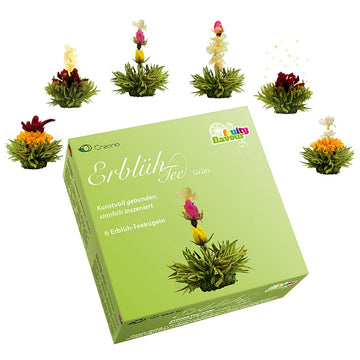 Creano Tea Flowers Mix - Blooming Tea, Green Tea, Fruity Flavoured (Tea Roses In 6 Varieties), Flowering Tea Set