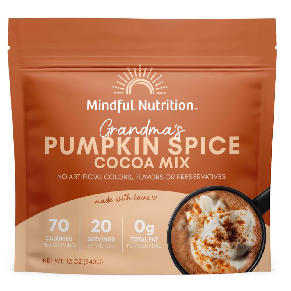 Mindful Nutrition Organic Hot Chocolate Mix, Dairy Free, 12oz, Pumpkin Spice, Plant-Based Chocolate Milk Powder