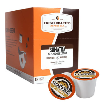 Fresh Roasted Coffee, Sumatra Mandheling | Single Origin | Medium Roast | Kosher | K-Cup Compatible | 24 Pods