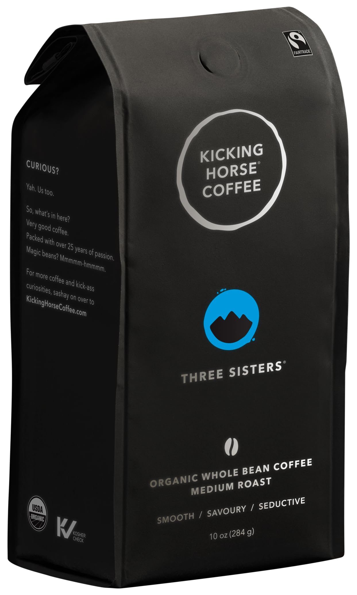 Kicking Horse Coffee, Three Sisters, Medium Roast, Whole Bean, 10 Oz - Certified Organic, Fairtrade,10 Ounce (Pack of 6)