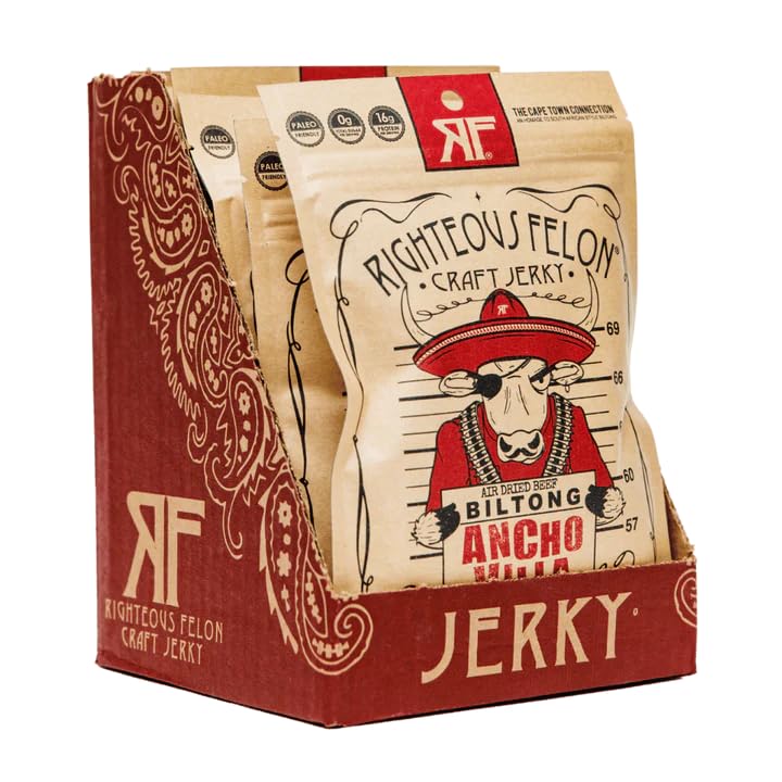 Righteous Felon Biltong Beef Jerky | South African Biltong Snack Packs for Adults | High Protein, Keto-Friendly, Low Sugar | Mad