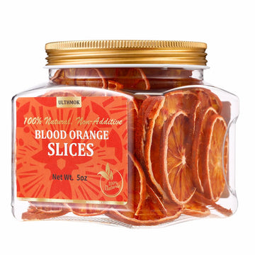ULTHMOK Dried Blood Orange Slices, Culinary Grade, 5 Oz/142g, 100% Natural, No Sugar Added, Dehydrated Garnish for Cocktails and Decoration
