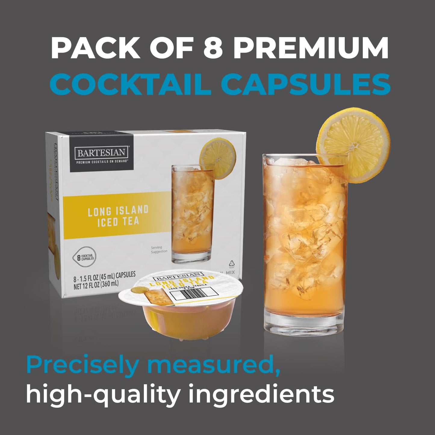 Bartesian Cocktail Mixer compact pieces Set - Long Island Iced Tea - 8 Pack - 1.4 Fl Oz
