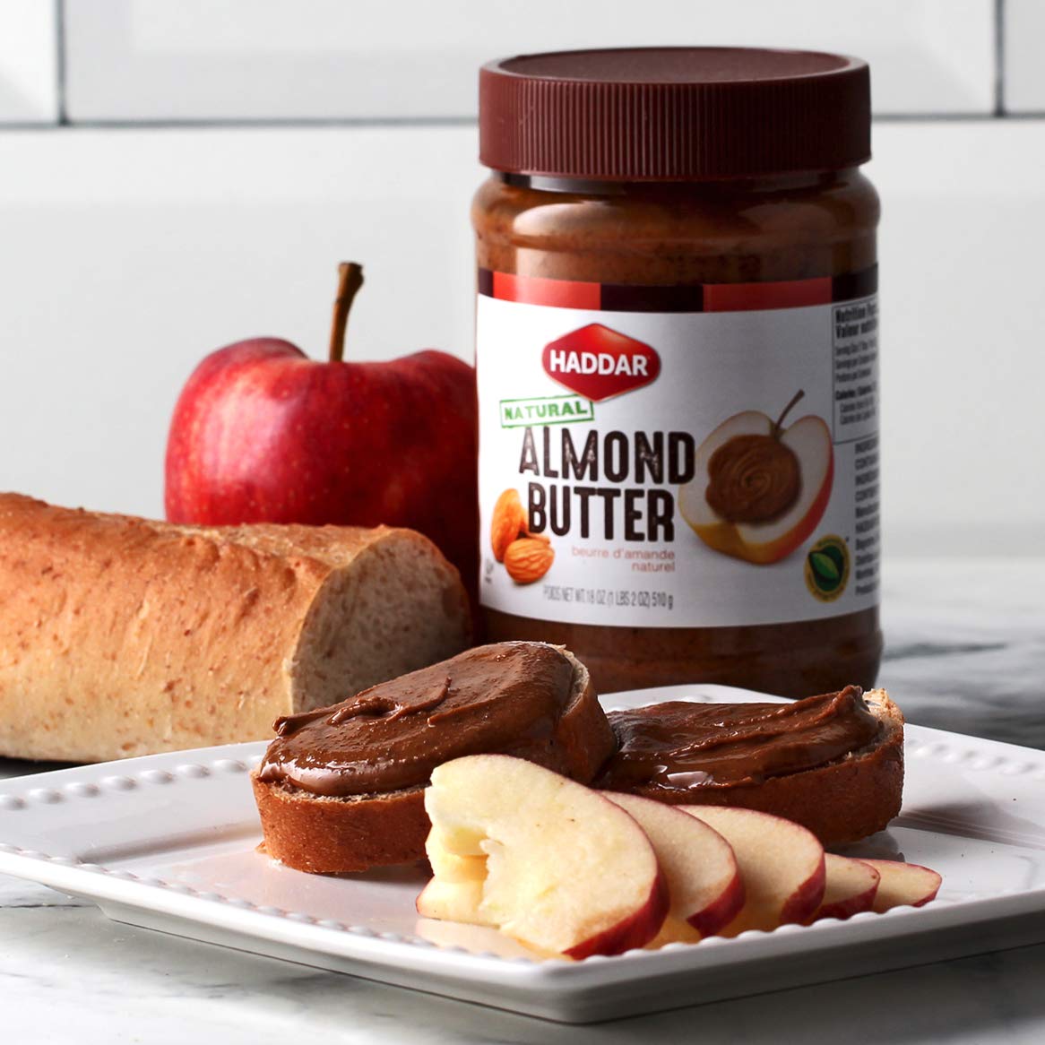 Haddar, 100% Pure Almond Butter, 18Oz (2 Pack) Only One Ingredient!