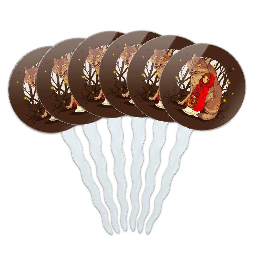 GRAPHICS & MORE Little Red Riding Hood Cupcake Picks Set of 6, Multi, Acrylic