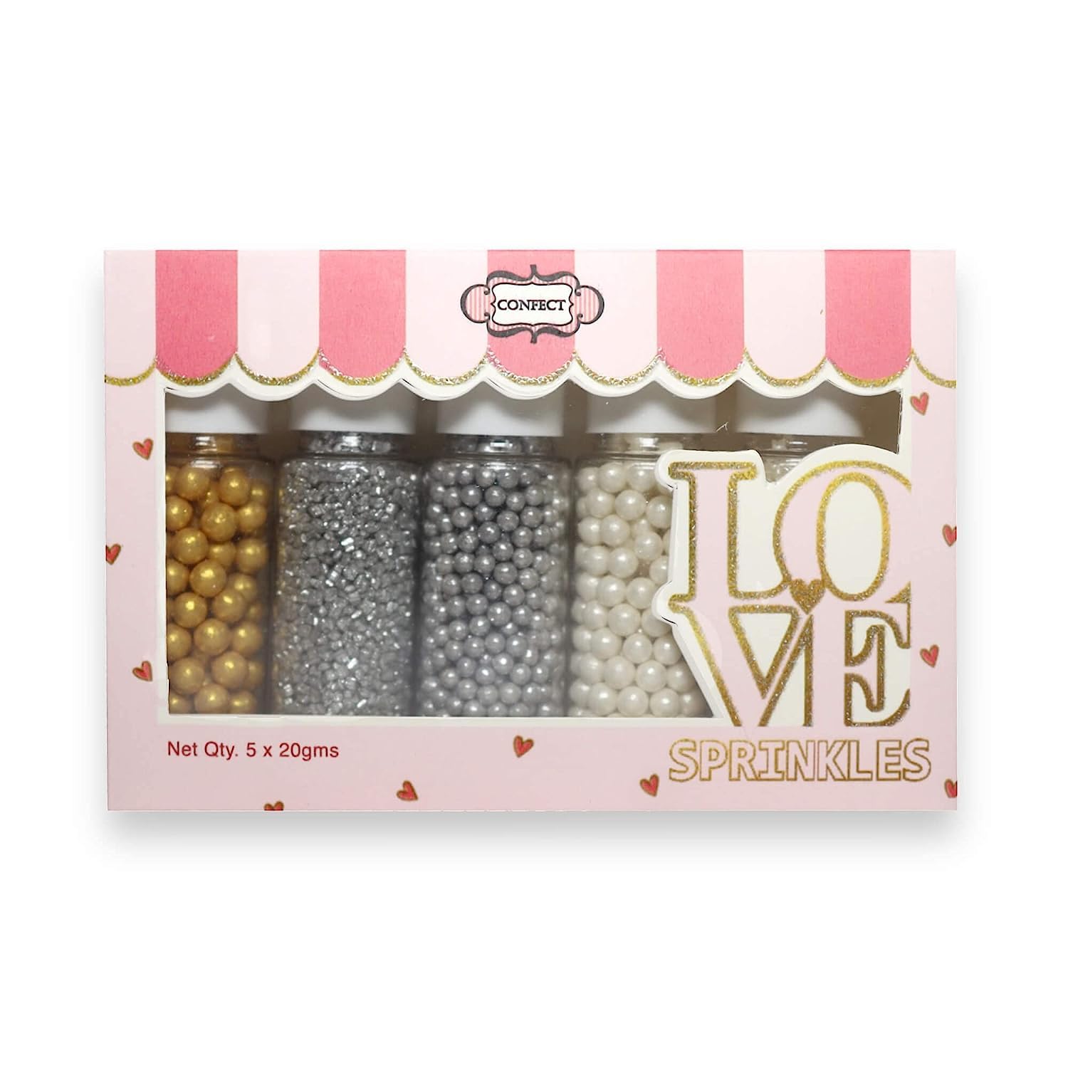 Sprinkles - Confect Sprinkles for Cakes & Cupcakes Decoration Assorted pack of 5 Metal Mania Disco Ball Mashup Sprinkles Mix Gol