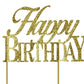 All About Details Happy Birthday Cake Topper,1Pc, Birthday Cake Topper, Party Decor, Glitter Topper (Gold)