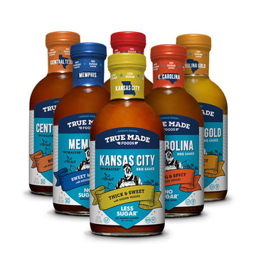 True Made Foods Ed Mitchell Genuine Pitmaster BBQ Sauce Variety Pack - 6 Flavor Collection for Grilling and Barbecue Recipes - I