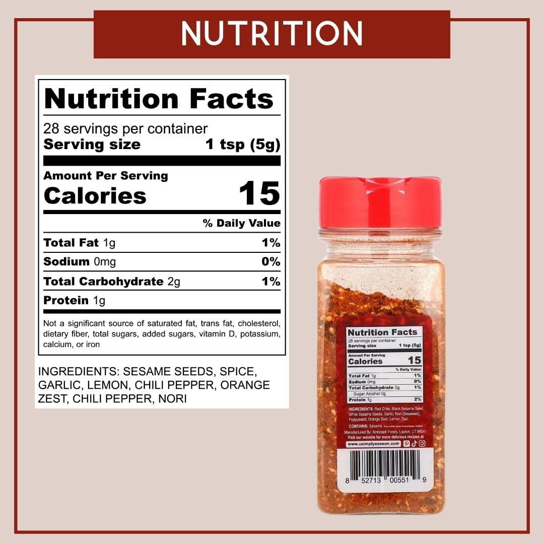 USIMPLY SEASON Togarashi Spice - Vegan, Non-GMO, 4.8 oz - Ideal for Seasoning, Marinades, Rubs, Made in USA