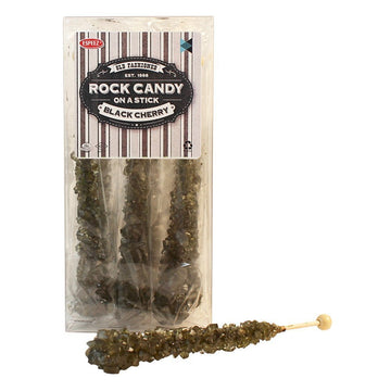 Extra Large Rock Candy Sticks: 12 Black Rock Candy Sticks - Black Cherry - Individually Wrapped for Party Favors, Candy Buffet, 