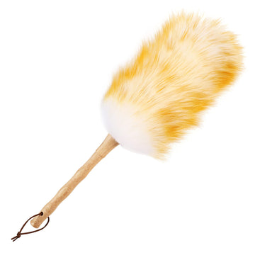 Green Vivid Lambs Wool Duster With Solid Bamboo Handle,Leather Hang Strap,18.9 Inch Long,Natural Feather Duster For Cleaning Cei