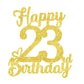 23 Birthday Cake Toppers - Gold Glitter, 23Rd Birthday Decorations For Men & Women