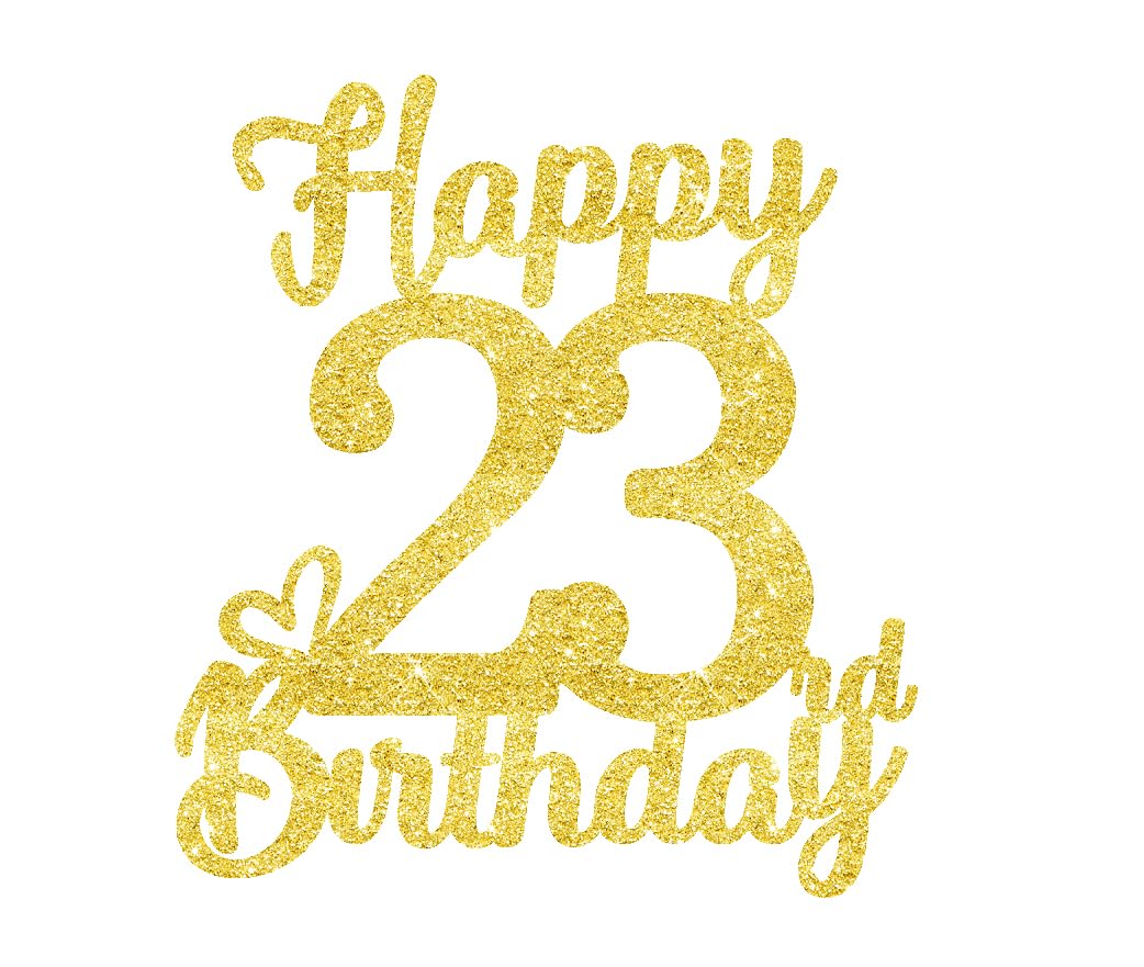 23 Birthday Cake Toppers - Gold Glitter, 23Rd Birthday Decorations For Men & Women