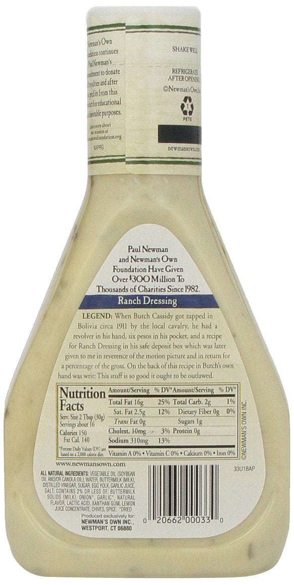 Newman'S Own Salad Dressing Ranch, 16-Ounce (Pack Of 3)