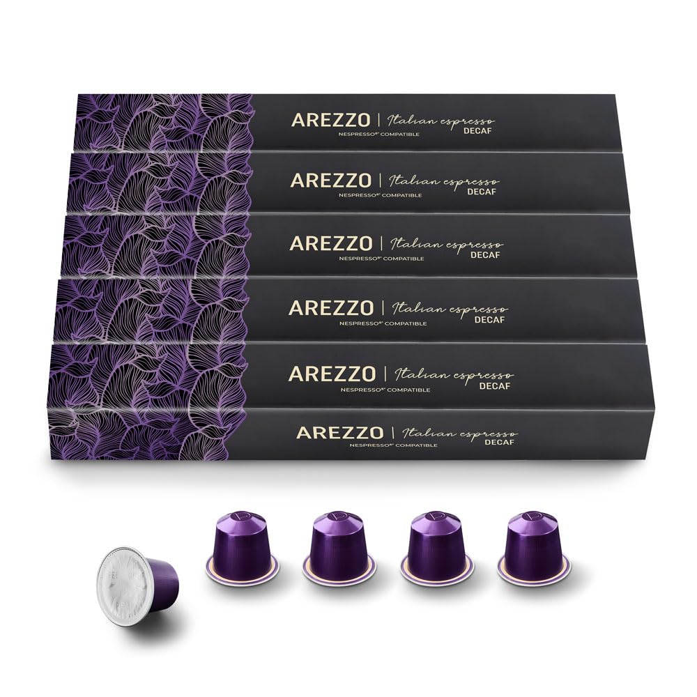 REAL COFFEE Decaf Arezzo Dark Roast Coffee compact pieces | 100 Count | Compatible with Nespresso