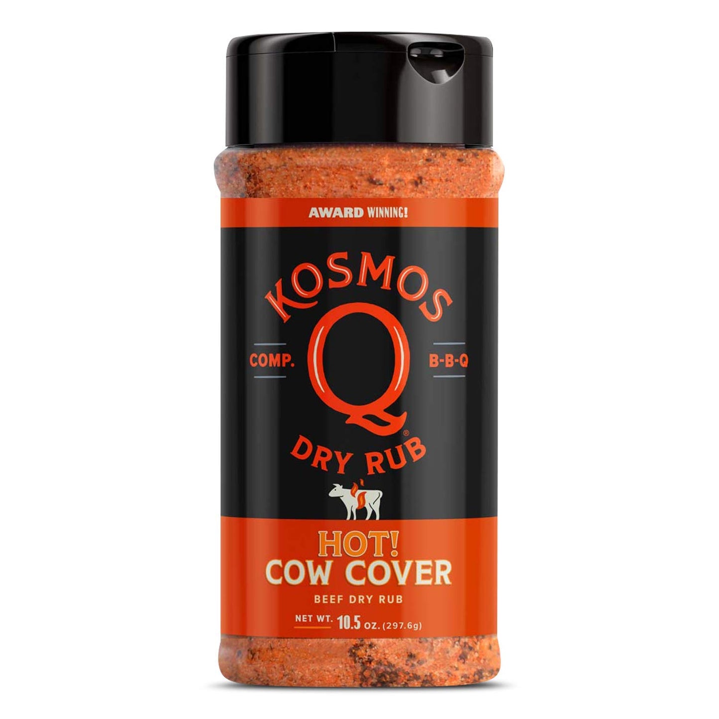 Kosmos Q Cow Cover Hot Bbq Rub | Savory & Spicy Blend | Great On Brisket, Steak, Ribs & Burgers | Best Barbecue Rub | Meat Seaso