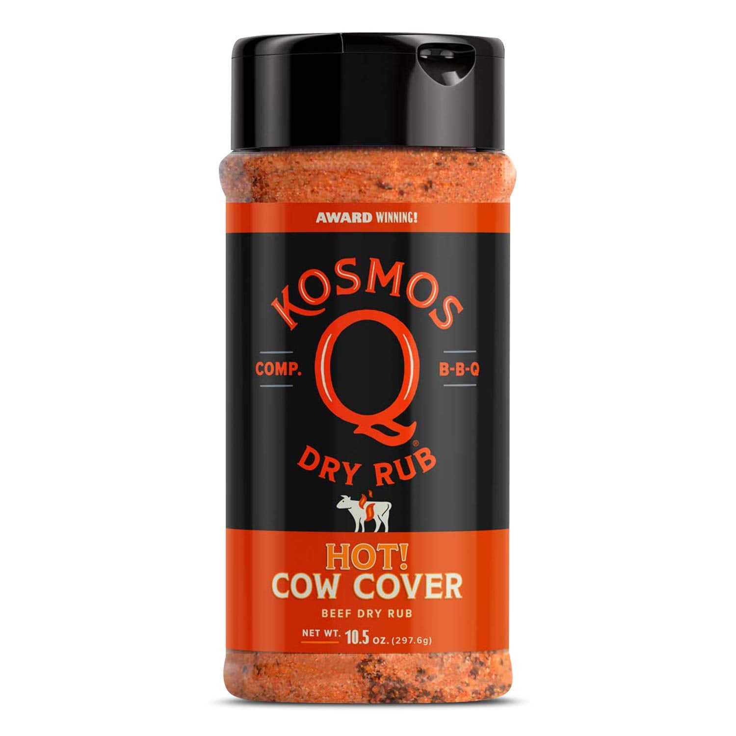 Kosmos Q Cow Cover Hot Bbq Rub | Savory & Spicy Blend | Great On Brisket, Steak, Ribs & Burgers | Best Barbecue Rub | Meat Seaso
