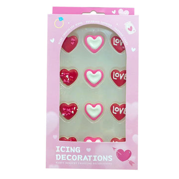 Sentovac 12 Pcs Valentine Icing Decoration Edible Candy Dessert Heart Sprinkles DIY For Cookie Cake Cupcake Topper Icing Frostin