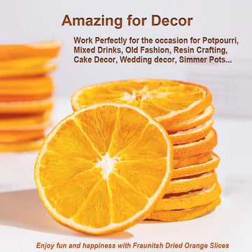 Fraunitsh 17.63Oz/500G Dried Dehydrated Orange Slices | 130+ Slices | No Sugar & No Additives | Dried Oranges For Cocktails Garn