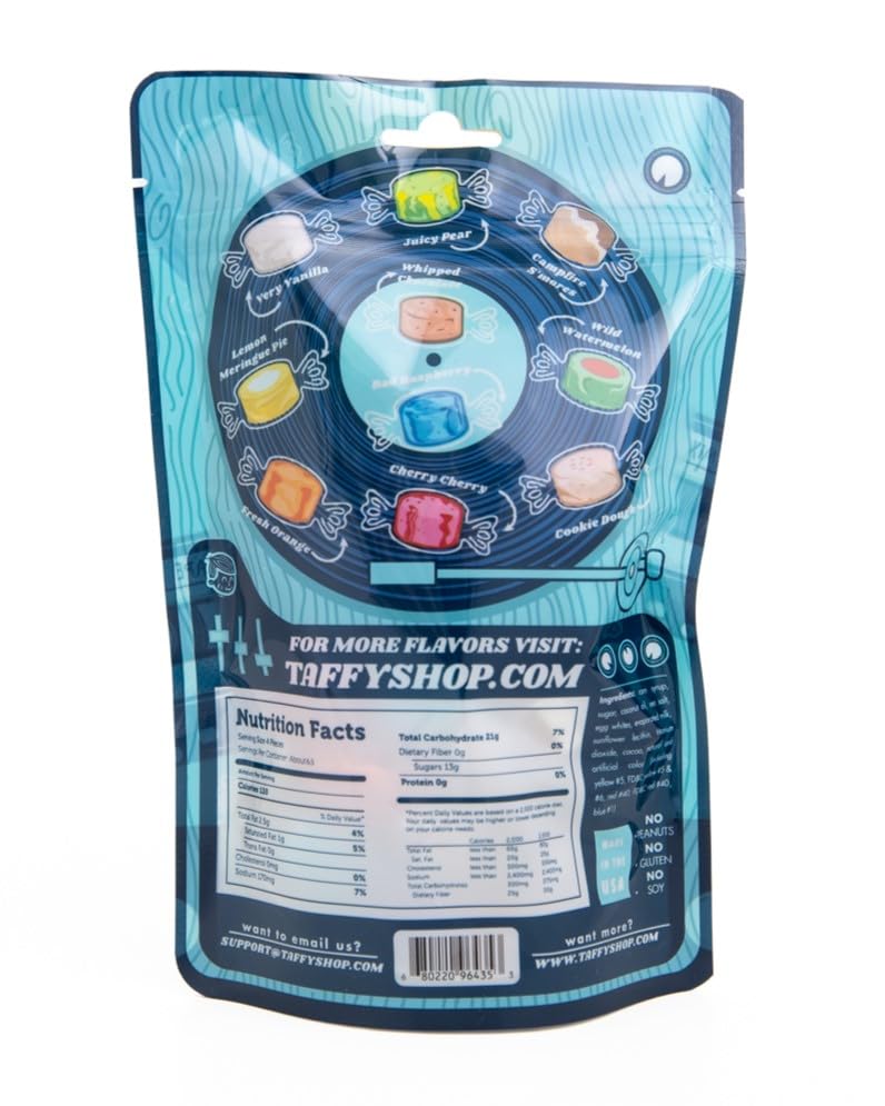 Taffy Shop "Favorites Mix" Salt Water Candy, Assorted Bulk Flavors Of Saltwater Taffy, Unique Themed Bag Of 25 Pieces Gourmet Salt Water Candy, Wedding Candy- Personal (7Oz)