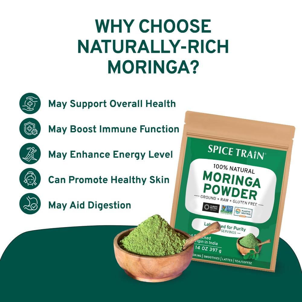 Moringa Powder (397G/14Oz) Moringa Oleifera Leaf Powder - Gluten Free, Non-Gmo | Perfect For Smoothies, Drinks, Tea & Recipes |