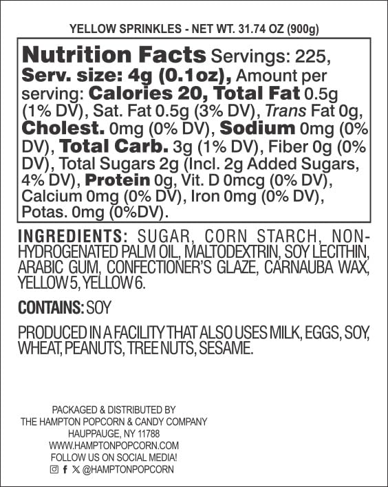 Yellow Sprinkles Jimmies 1.98 Pounds Container, Sprinkles For Cake Decorating, Cake Sprinkles, Sprinkles For Baking, Ice Cream &