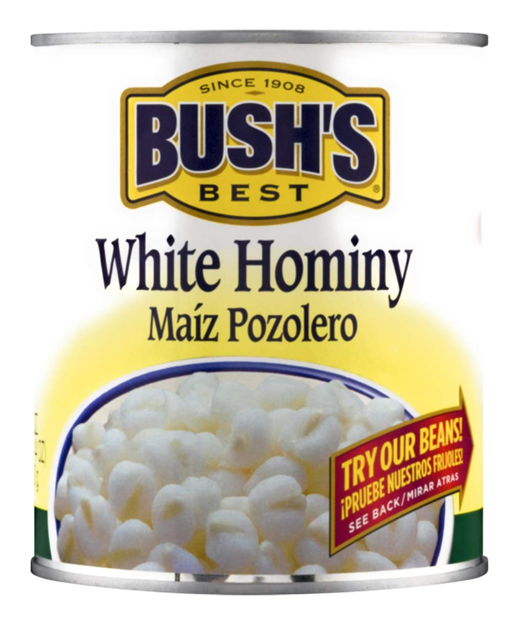 BUSH'S BEST White Hominy, 30 oz