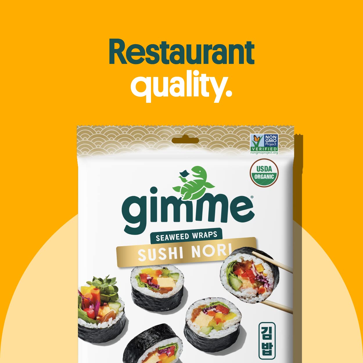 gimMe Sushi Nori 100% Organic Roasted Seaweed 50 Sheets in Resealable container, 50 count (Pack of 1)
