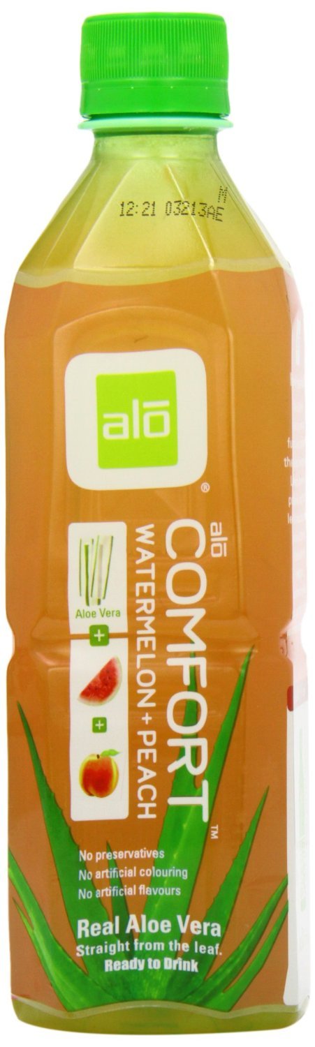 ALO Comfort Aloe Watermelon and Peach Flavored Drinking Water, 16.9 Fl Oz