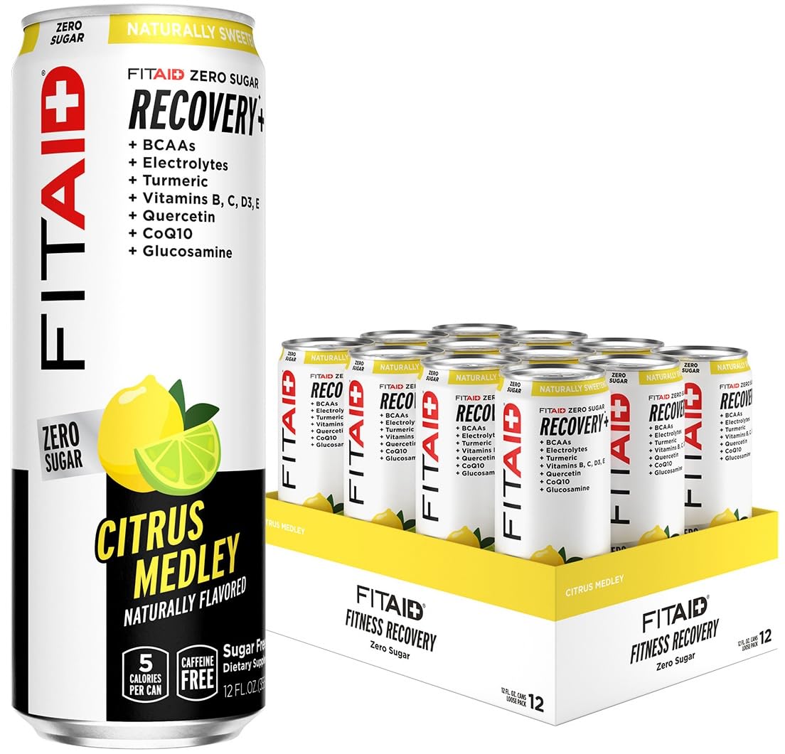 LIFEAID FITAID ZERO Post-Workout Recovery Drink, Keto-Friendly, Zero Sugar, BCAAs, 12 Fl Oz (Pack of 12), Fitaid Zero