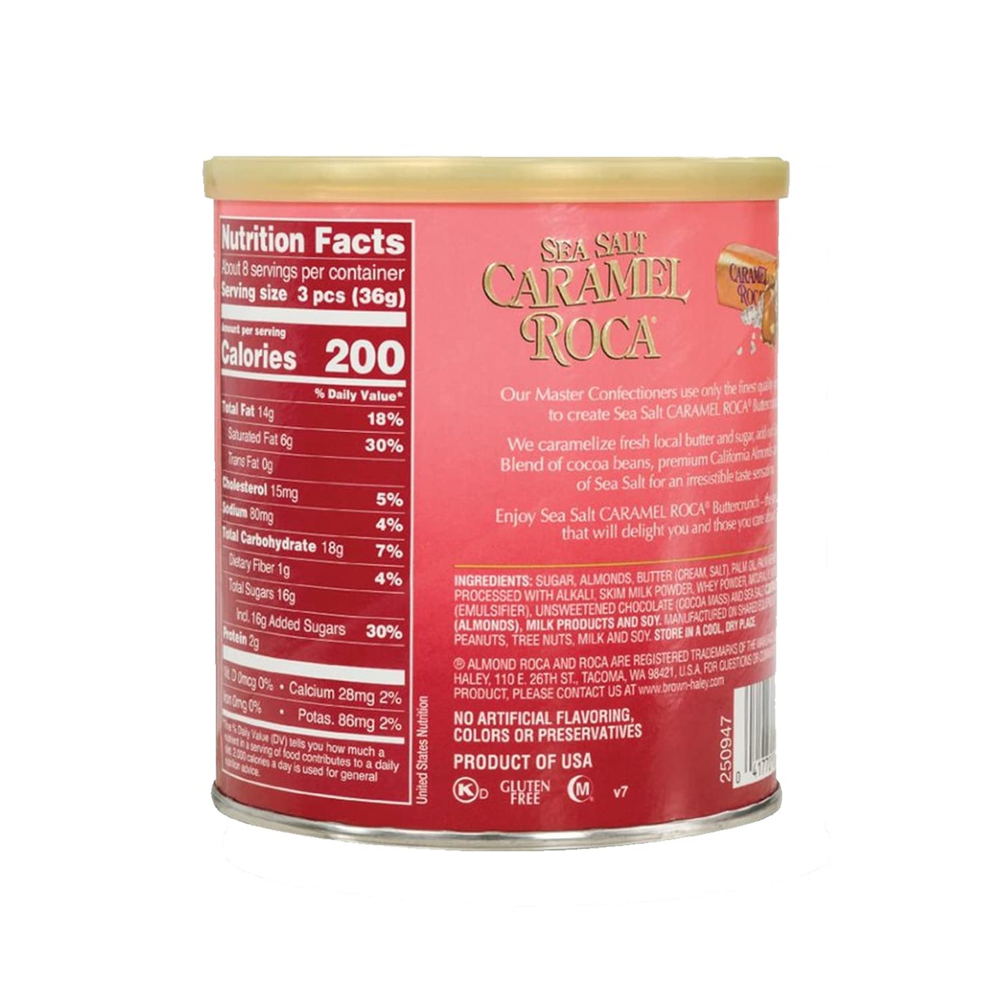 Roca Sea Salt Caramel Roca Canister, Individually Wrapped Toffee, 10 Ounce (Pack of 4)