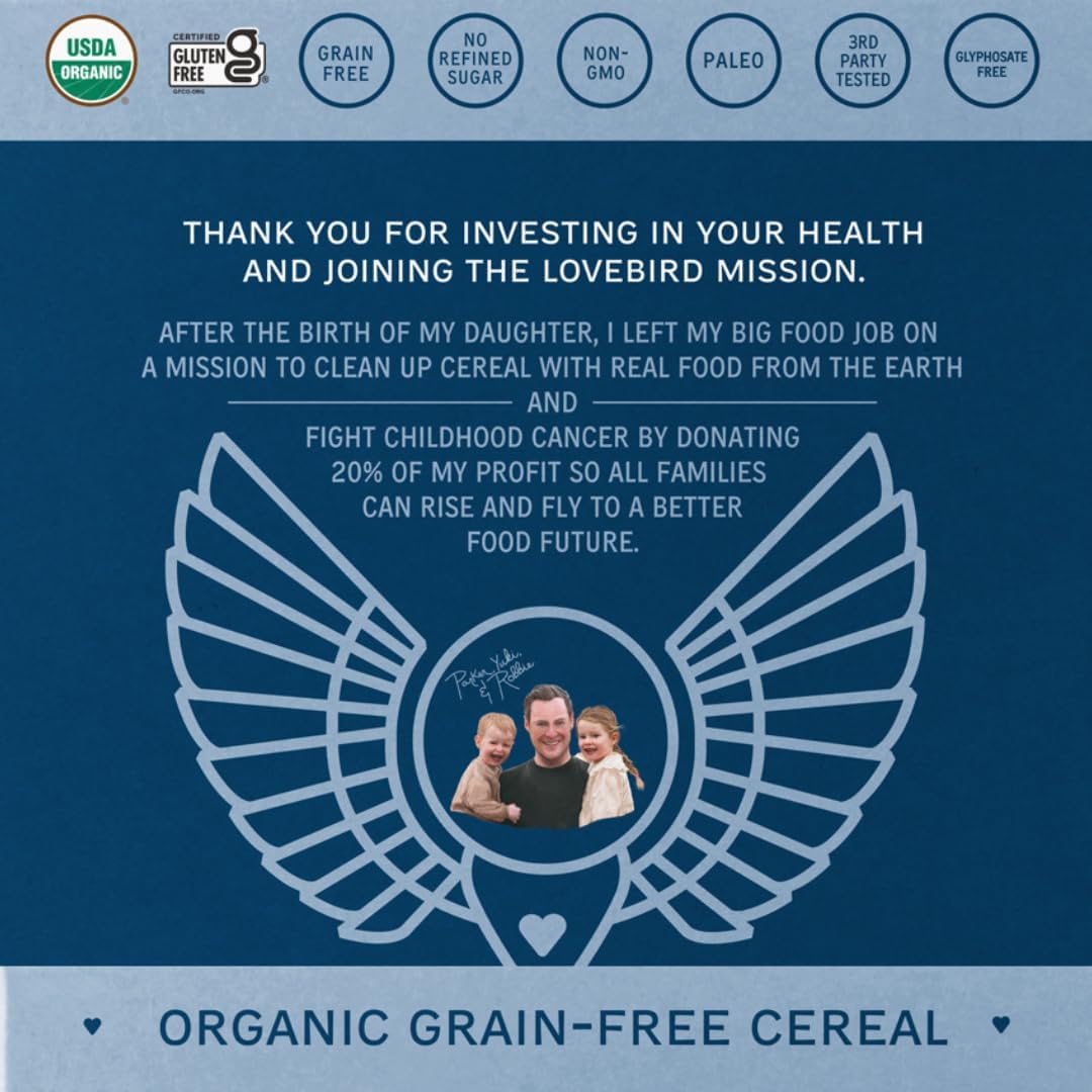 Lovebird Organic Cereal - Gluten Free, No Refined Sugar, Paleo & Keto Friendly, 0.48 oz (Pack of 5)