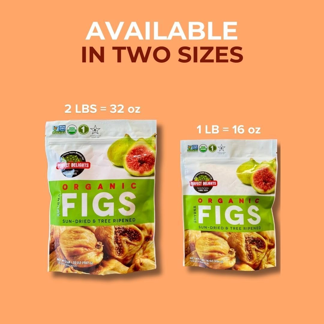 Perfect Delights Organic Turkish Figs, Vegan, Sun-Dried Pitted Figs, Healthy Fruit Snack for Kids and Adults - Single Pack (32 o
