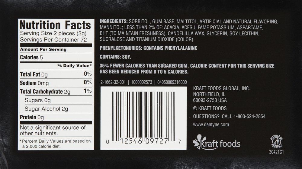 Dentyne Ice S/F Arctic Chill Gum, Split To Fit, 16 Count (Pack Of 9)