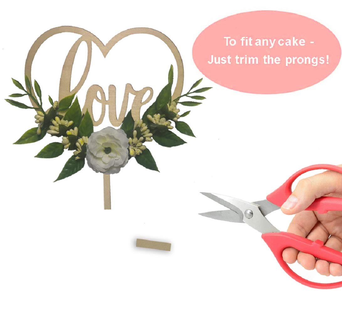 Wedding Cake Topper - Rustic Theme For Bridal Shower Engagement Anniversary Party Decoration , Personalized Heart Shaped , Woode