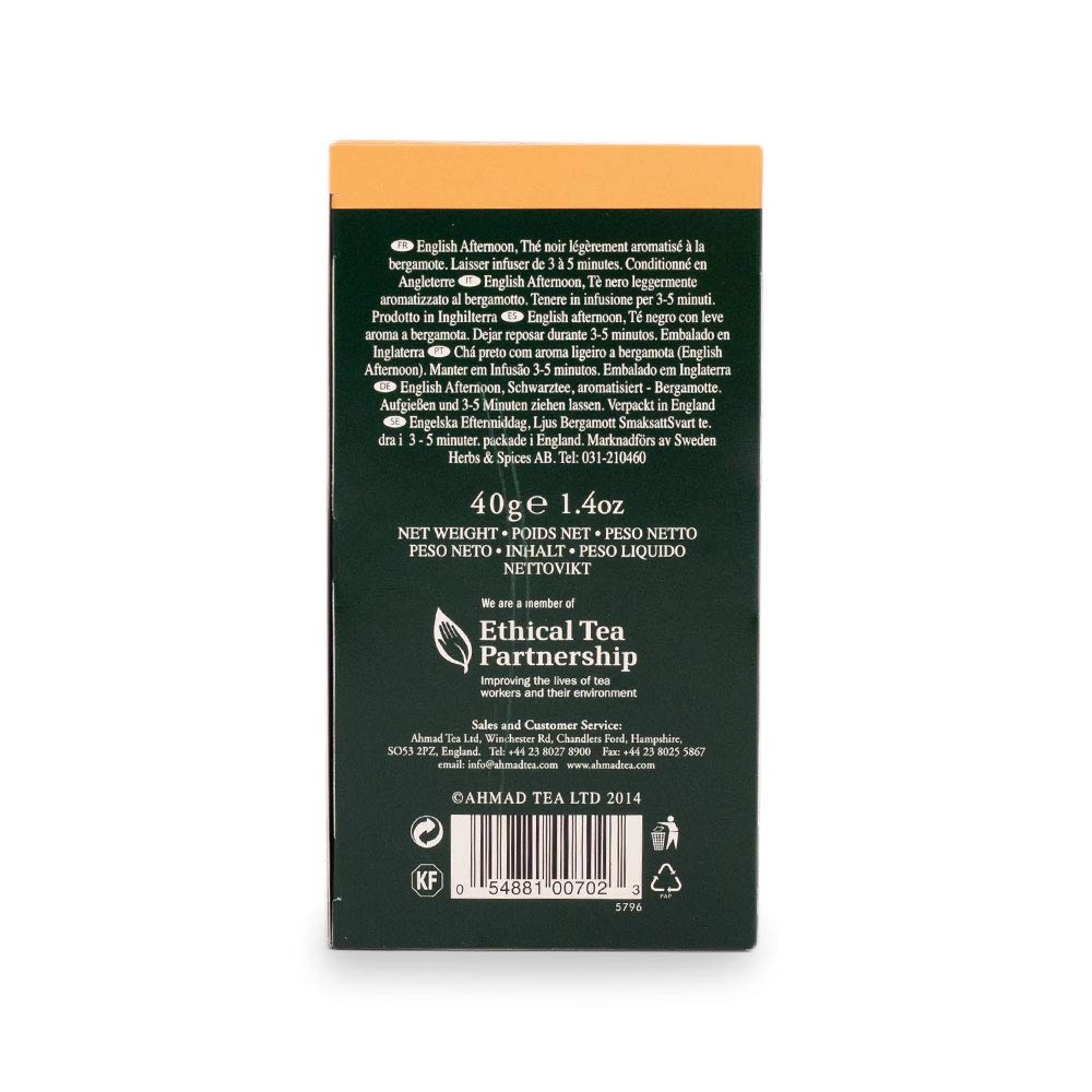 Ahmad Tea Black Tea, English Afternoon Teabags, 20 Ct (Pack Of 6) - Caffeinated & Sugar-Free
