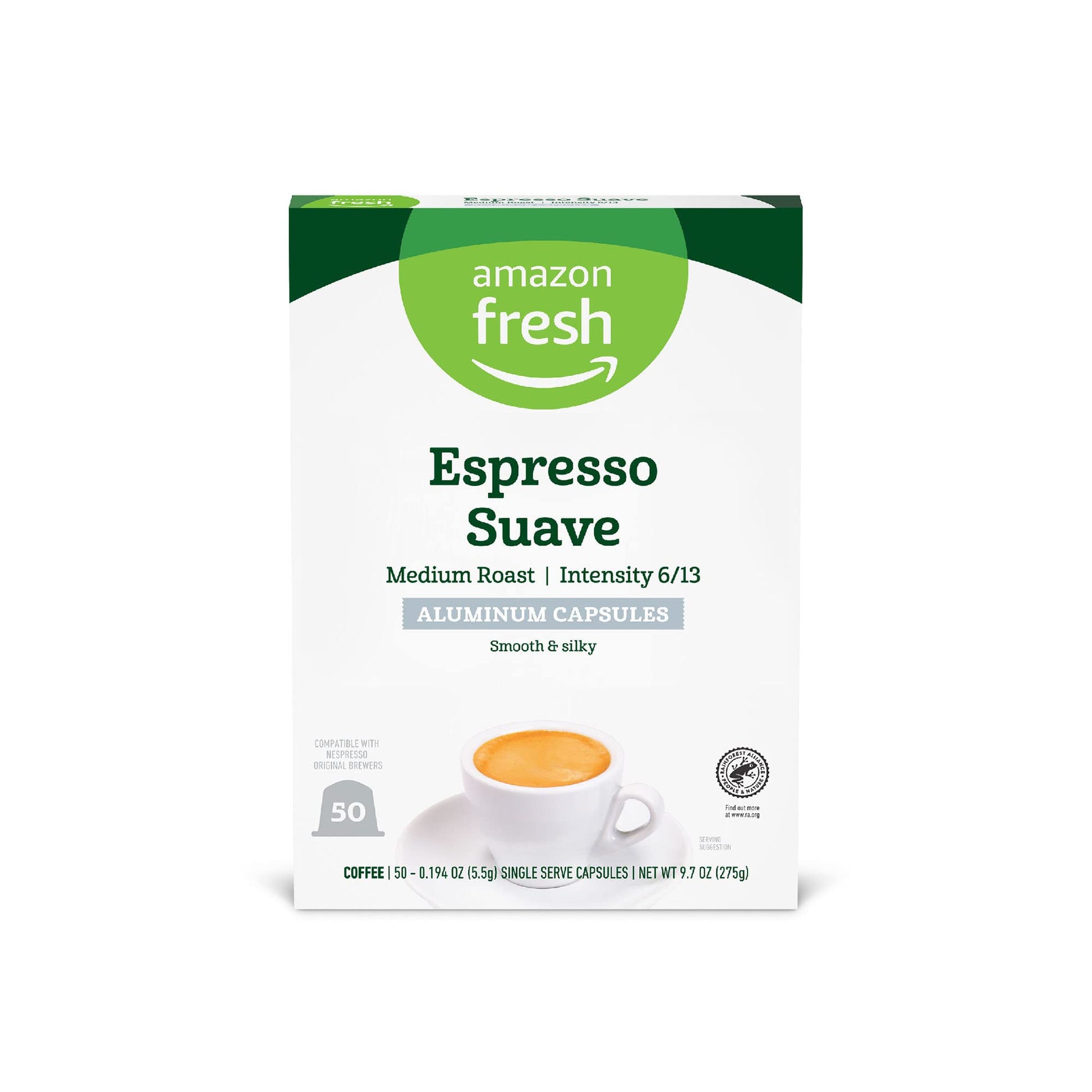 large online retailer Fresh Espresso Suave Medium Roast Aluminum Capsules  Compatible with Nespresso Original malt-inspired  Intensity 6/13  50 Count (5 Packs of 10)