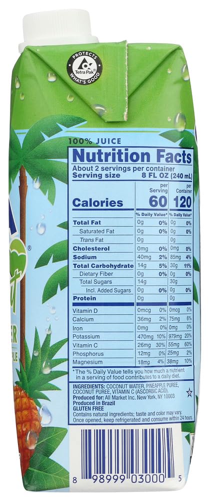 Vita Coco Coconut Water, Pineapple, 16.9 Fl Oz