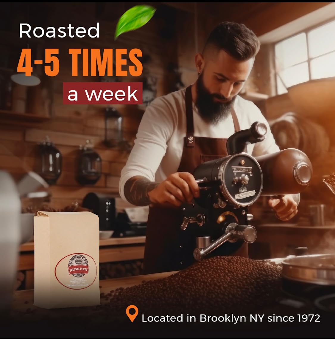 Nicoletti Old School 1972    Espresso Roast [Whole Beans 2Lb] Made In Brooklyn Ny Since 1972 (Fresh Roasted Espresso With Date S
